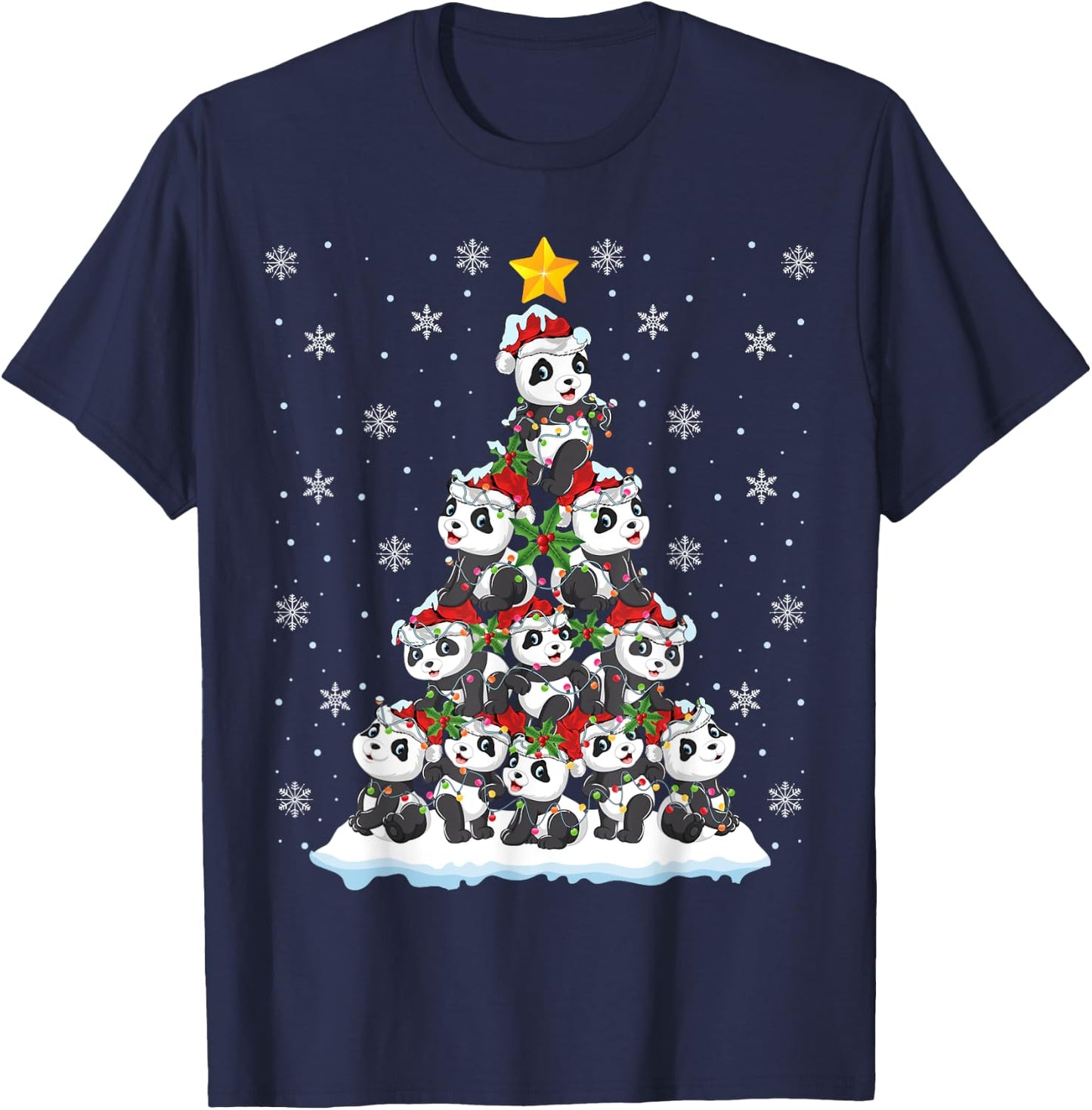 Panda Lover Xmas Gift Panda Christmas Tree T-Shirt - T-Shirt | Navy