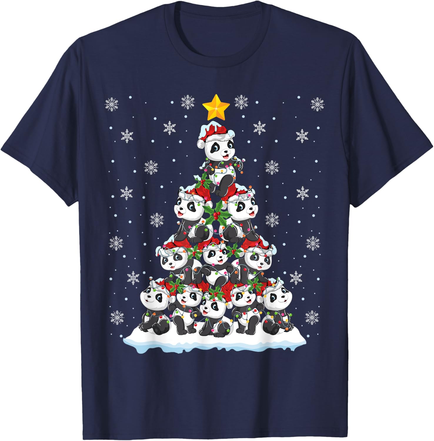 Panda Lover Xmas Gift Panda Christmas Tree T-Shirt - T-Shirt | Navy