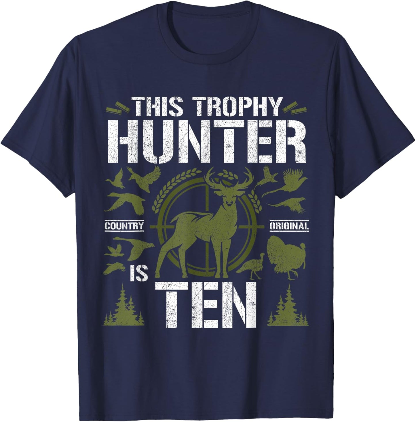 10 Year Old Hunting Birthday Party Deer Hunter 10th Gift T-Shirt - T-Shirt | Navy