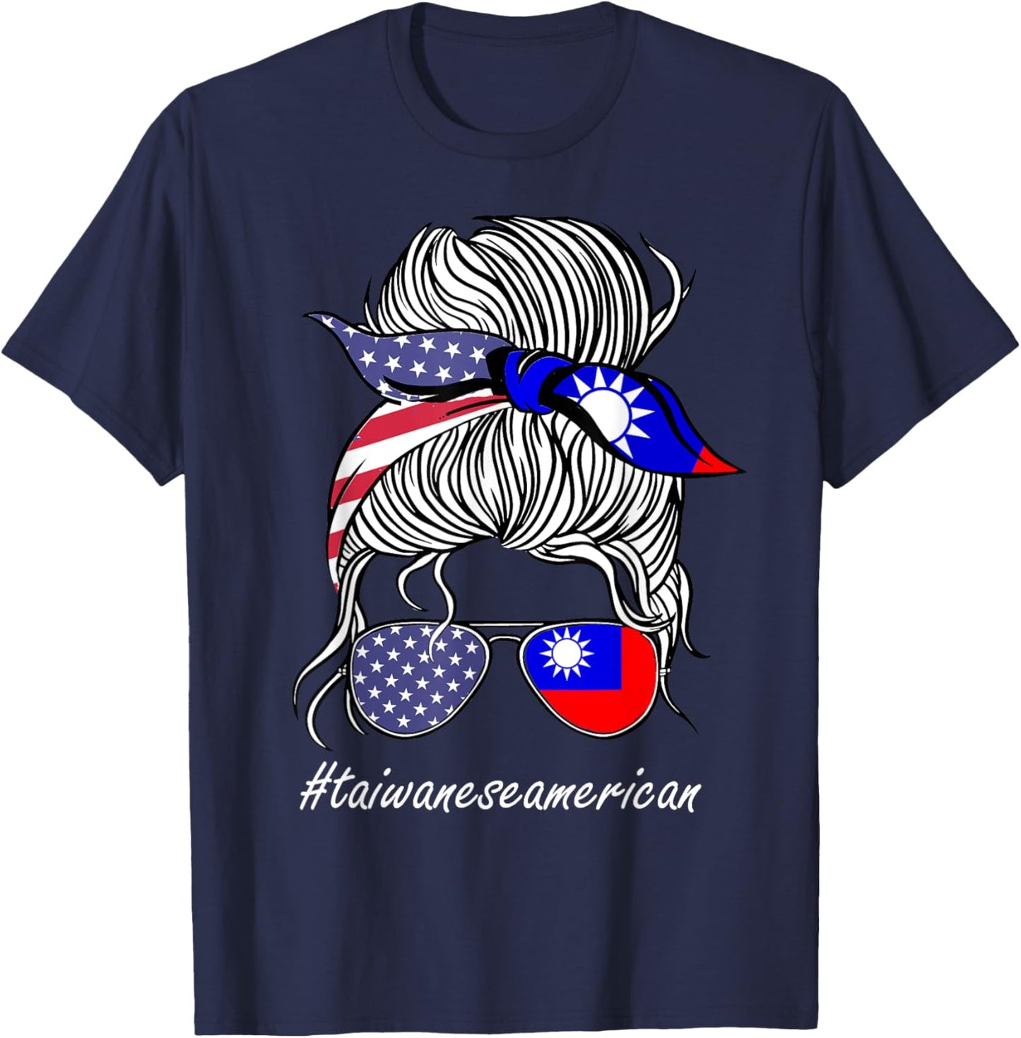 Taiwan Heritage American Women Girl Taiwan Flag T-Shirt - T-Shirt | Navy