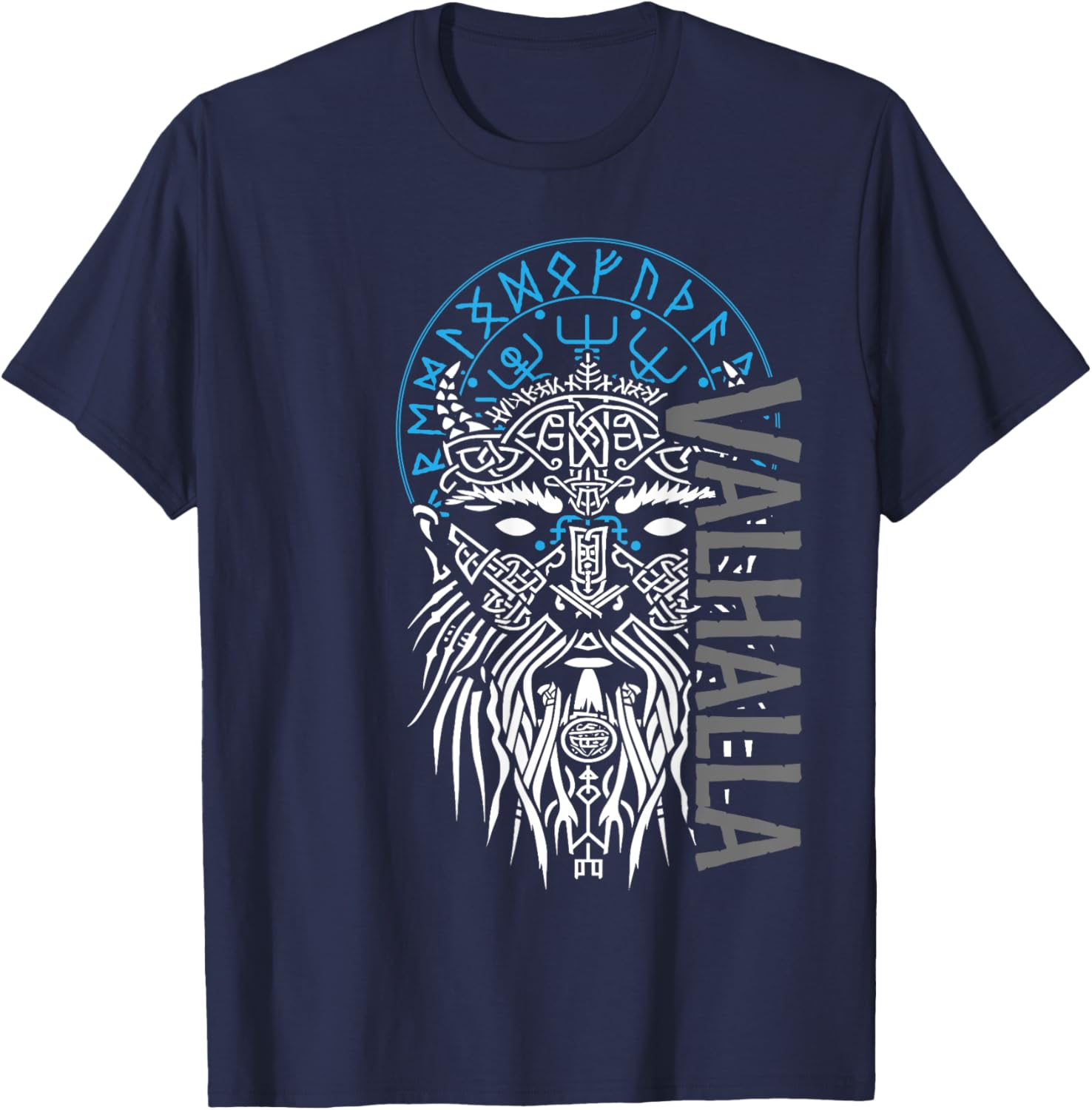 Valhalla & Viking Compass - Odin Design T-Shirt - T-Shirt | Navy