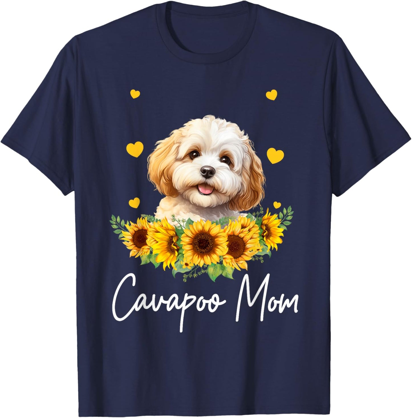 Sunflower Cavapoo Mom Dog Lover T-Shirt - T-Shirt | Navy