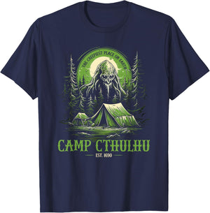 Camp Cthulhu, Cosmic Horror Camping Cthulhu T-Shirt - T-Shirt | Navy