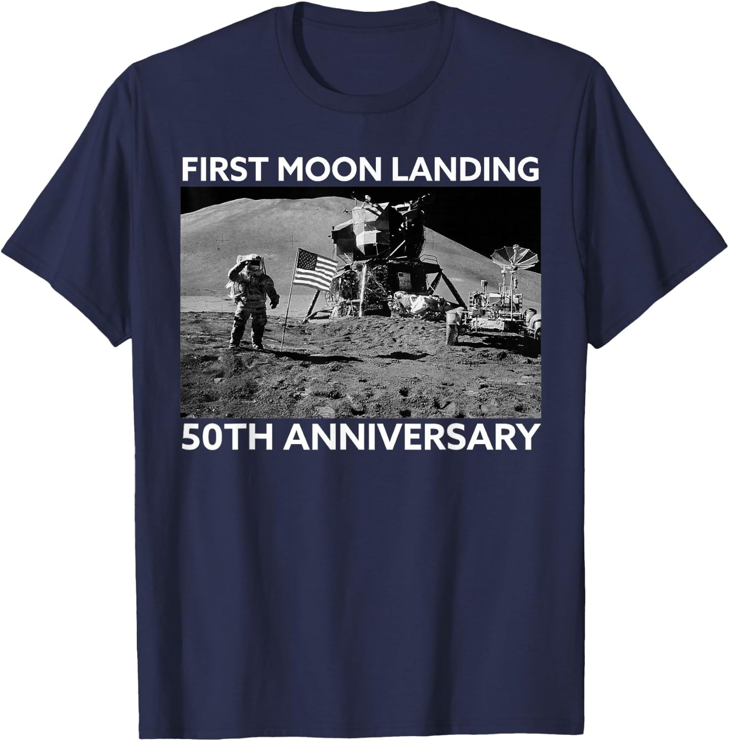 Space Design First Moon Landing 50th Anniversary T-Shirt - T-Shirt | Navy