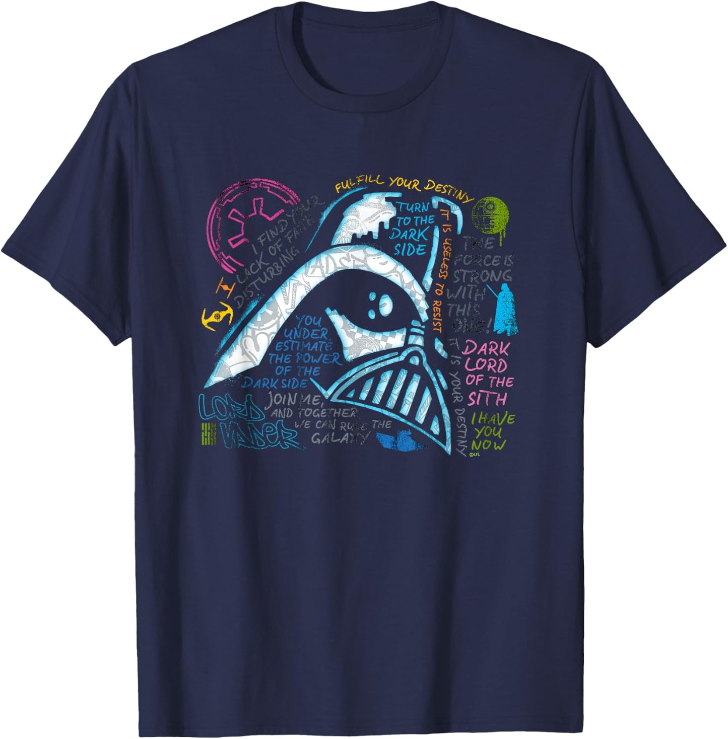 Star Wars Darth Vader Neon Chalkboard Art Quotes T-Shirt - T-Shirt | Navy