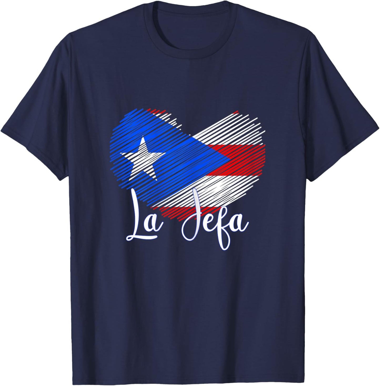 Boricua Jefa Puerto Rico Heart Flag Boricua Mom mothers day T-Shirt - T-Shirt | Navy