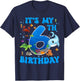 It's My 6th Birthday Party Ocean 6 Years Old Sea Fish B-Day T-Shirt - T-Shirt | Navy