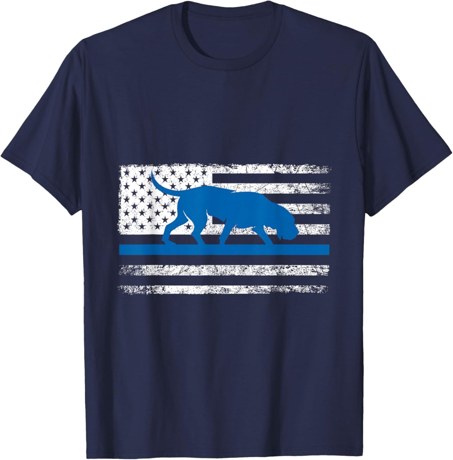 Bloodhound K9 Police Officer USA Flag Thin Blue Line Gift T-Shirt - T-Shirt | Navy