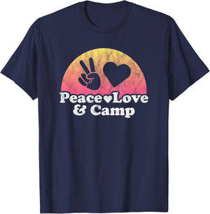 Peace Love and Camp Camping T-Shirt - T-Shirt | Navy