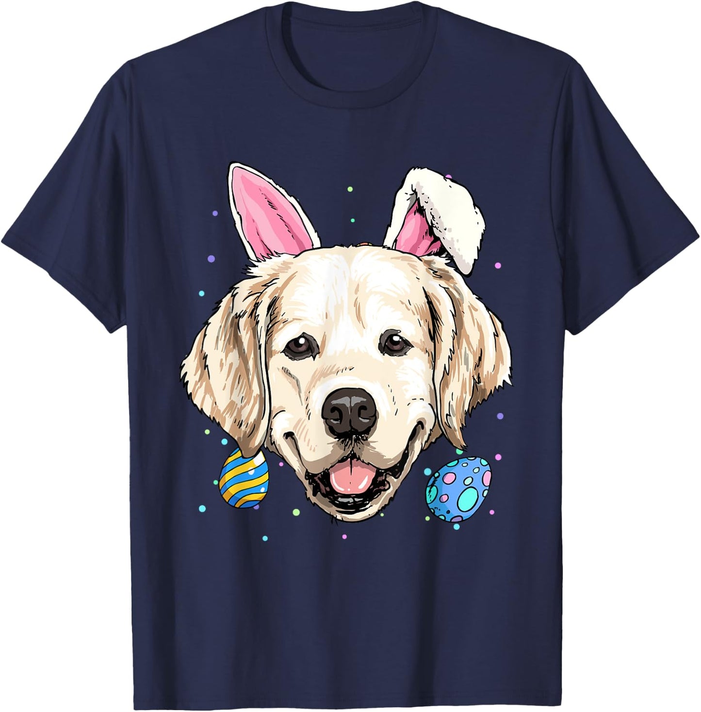 Happy Easter Bunny Golden Retriever Puppy Animal Dog Lover Women Kids T-Shirt - T-Shirt | Navy