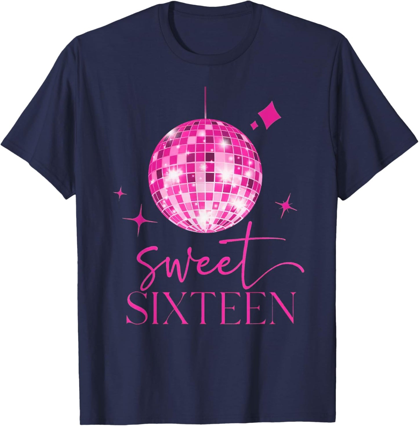 Sweet 16 Year Old 16th Birthday Queen Girls Disco Party T-Shirt - T-Shirt | Navy