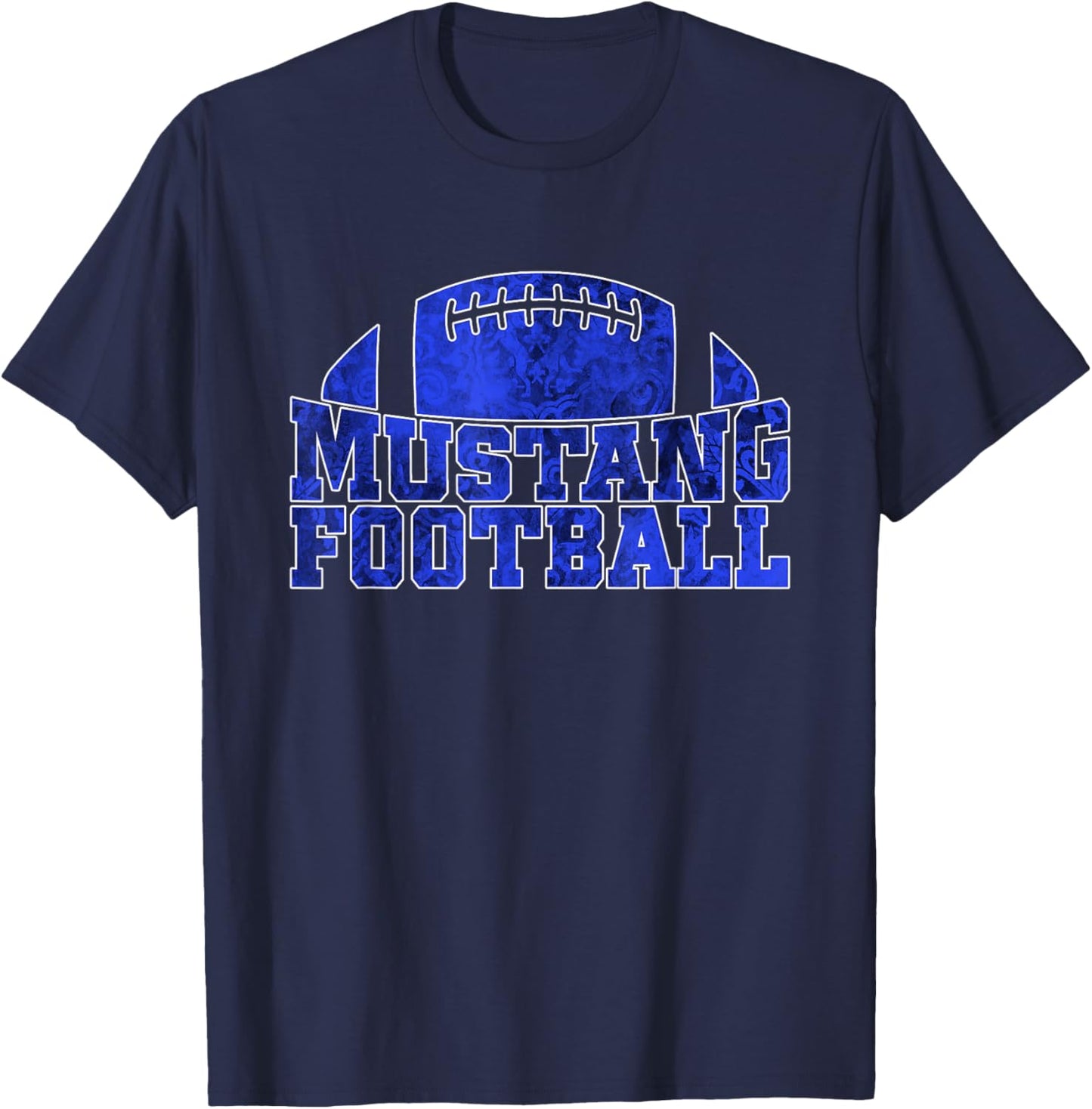 Friendswood Mustangs Football Pattern Royal T-Shirt - T-Shirt | Navy
