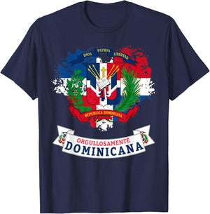Coat of Arms Republica Dominicana For Kids & Dominican Flag T-Shirt - T-Shirt | Navy