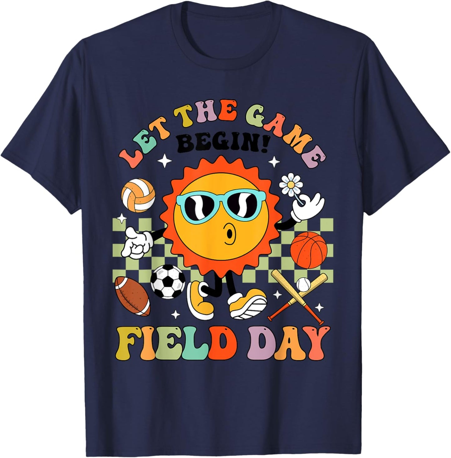 Field Day Let The Games Begin Teachers Kids Field Day 2025 T-Shirt - T-Shirt | Navy
