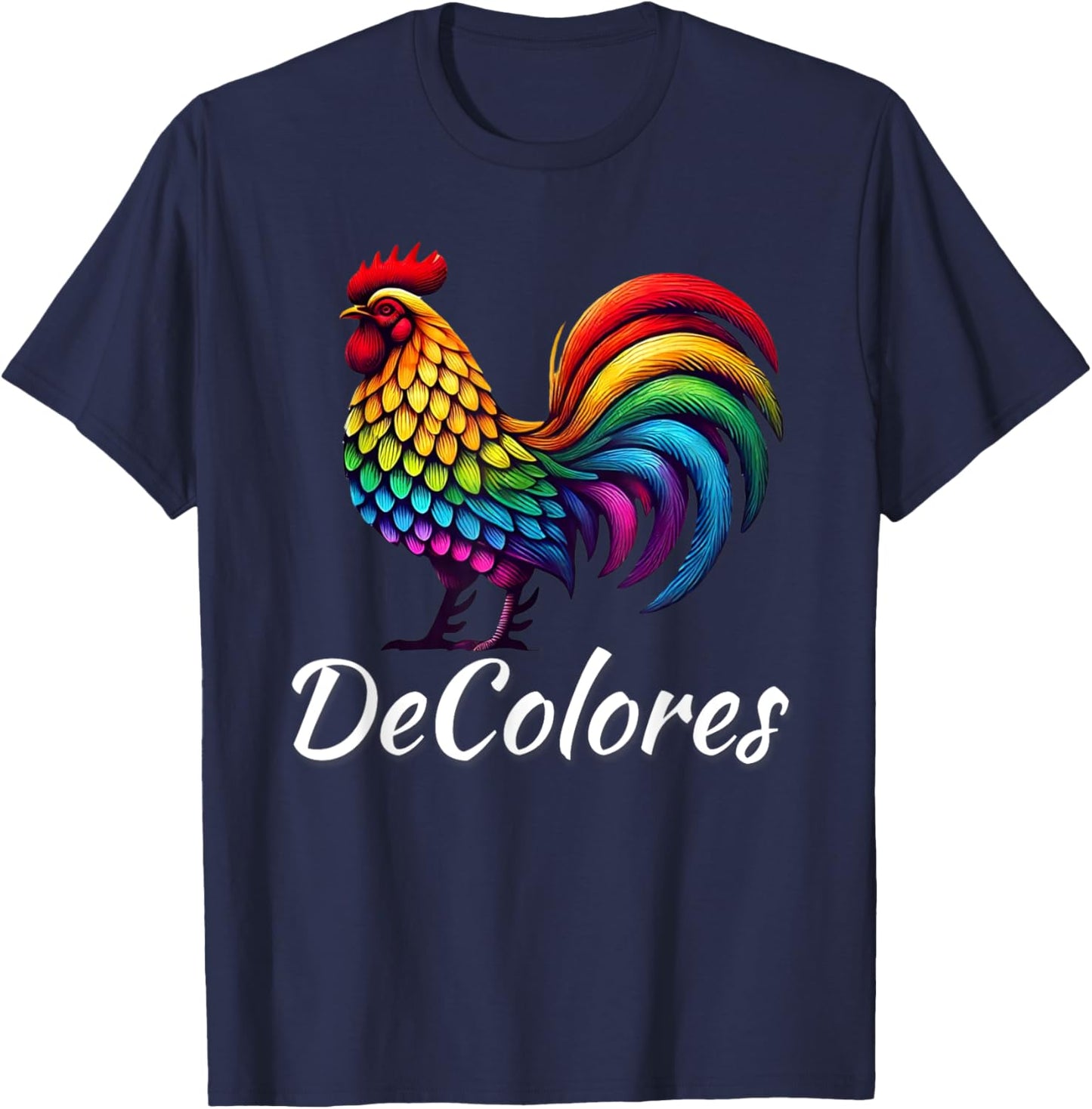DeColores Cursillo Raibow Rooster Catholic T-Shirt - T-Shirt | Navy
