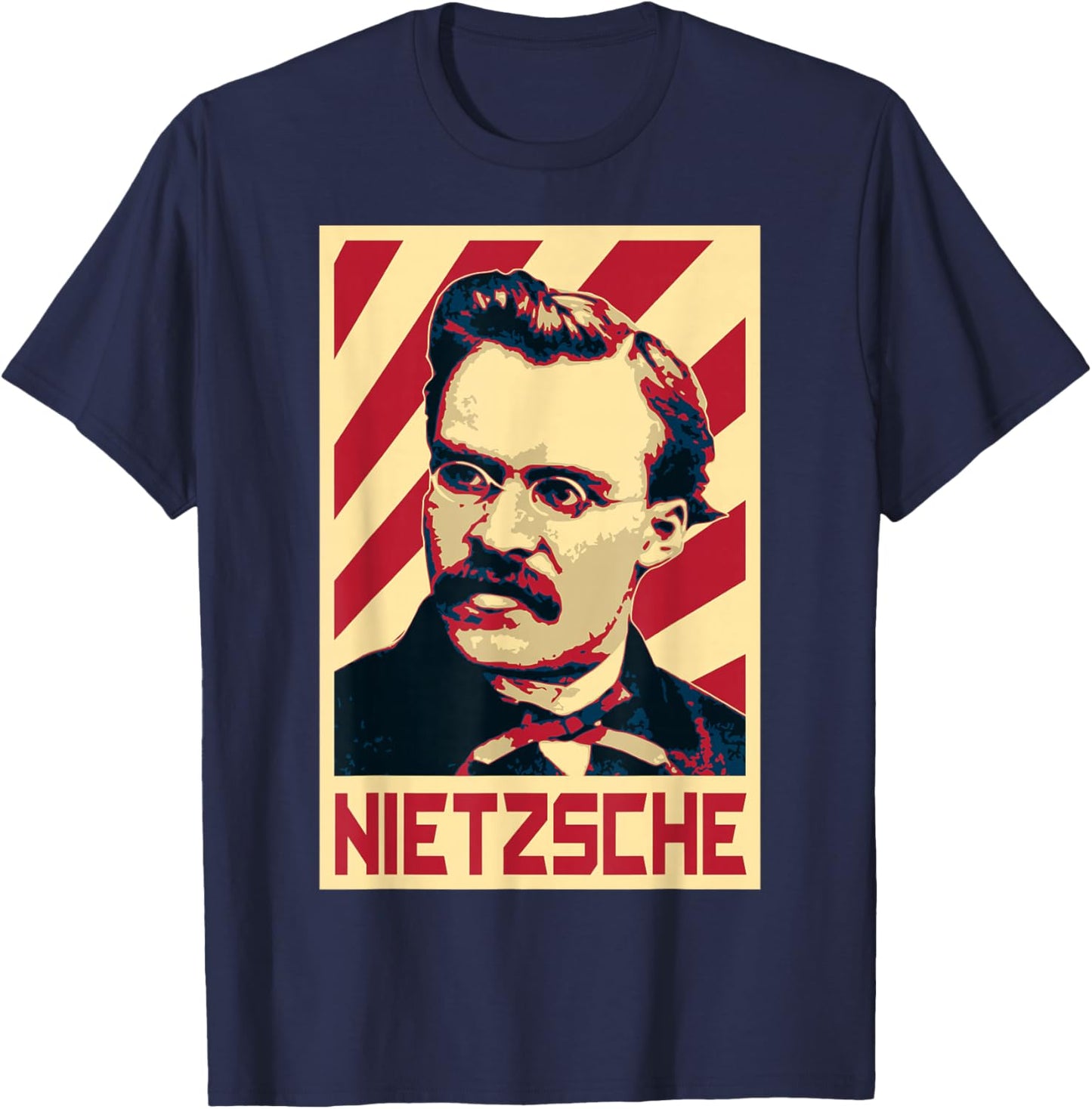 Friedrich Nietzsche Retro Propaganda T-Shirt - T-Shirt | Navy