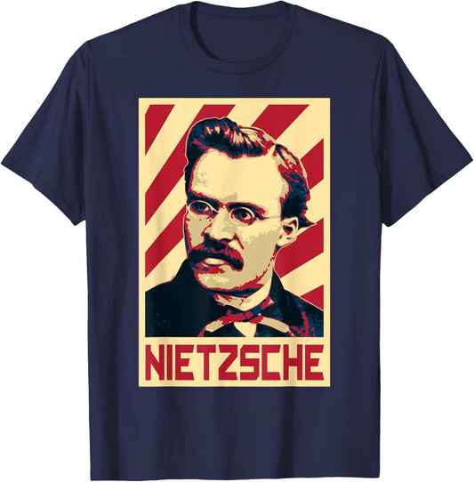 Friedrich Nietzsche Retro Propaganda T-Shirt - T-Shirt | Navy