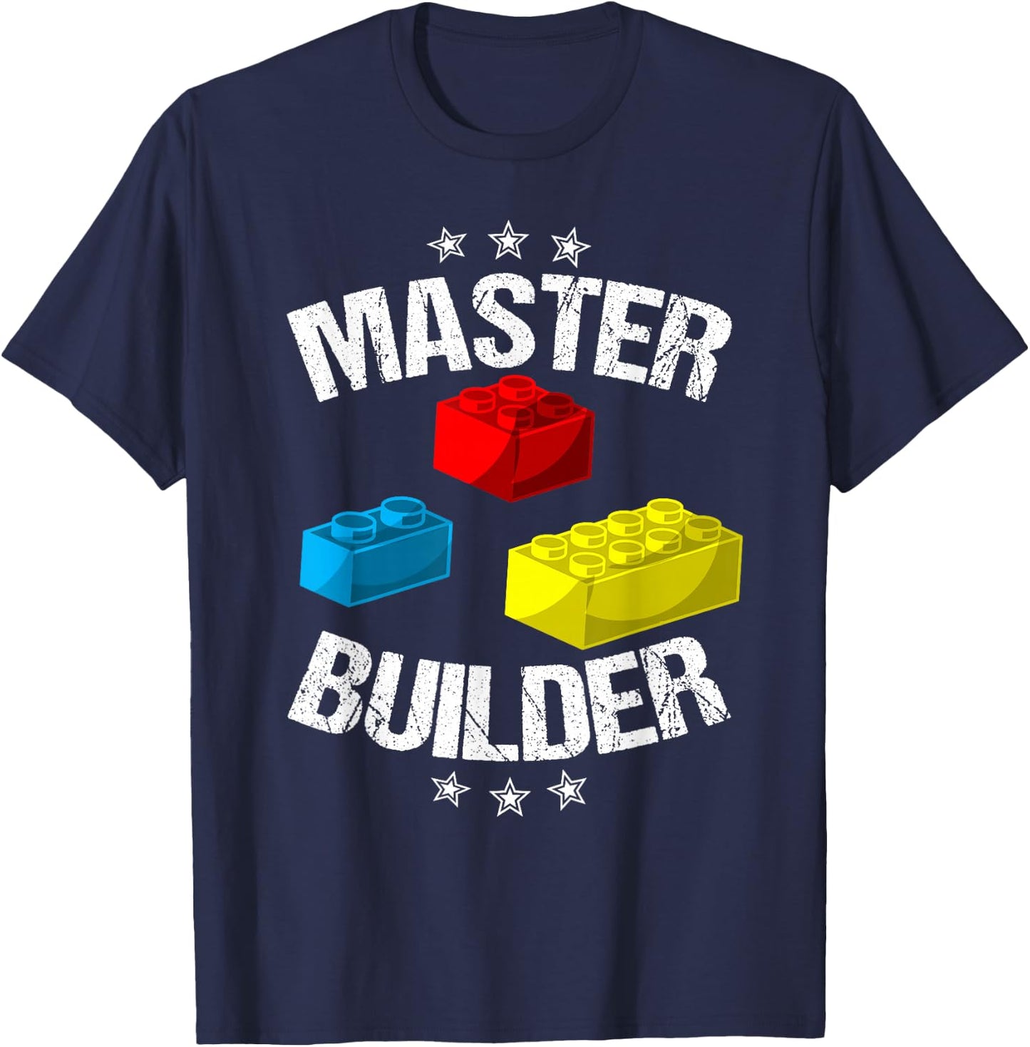 Cool Master Builder Funny Building Blocks Gift Men Women Short Sleeve T-Shirt - T-Shirt | Navy