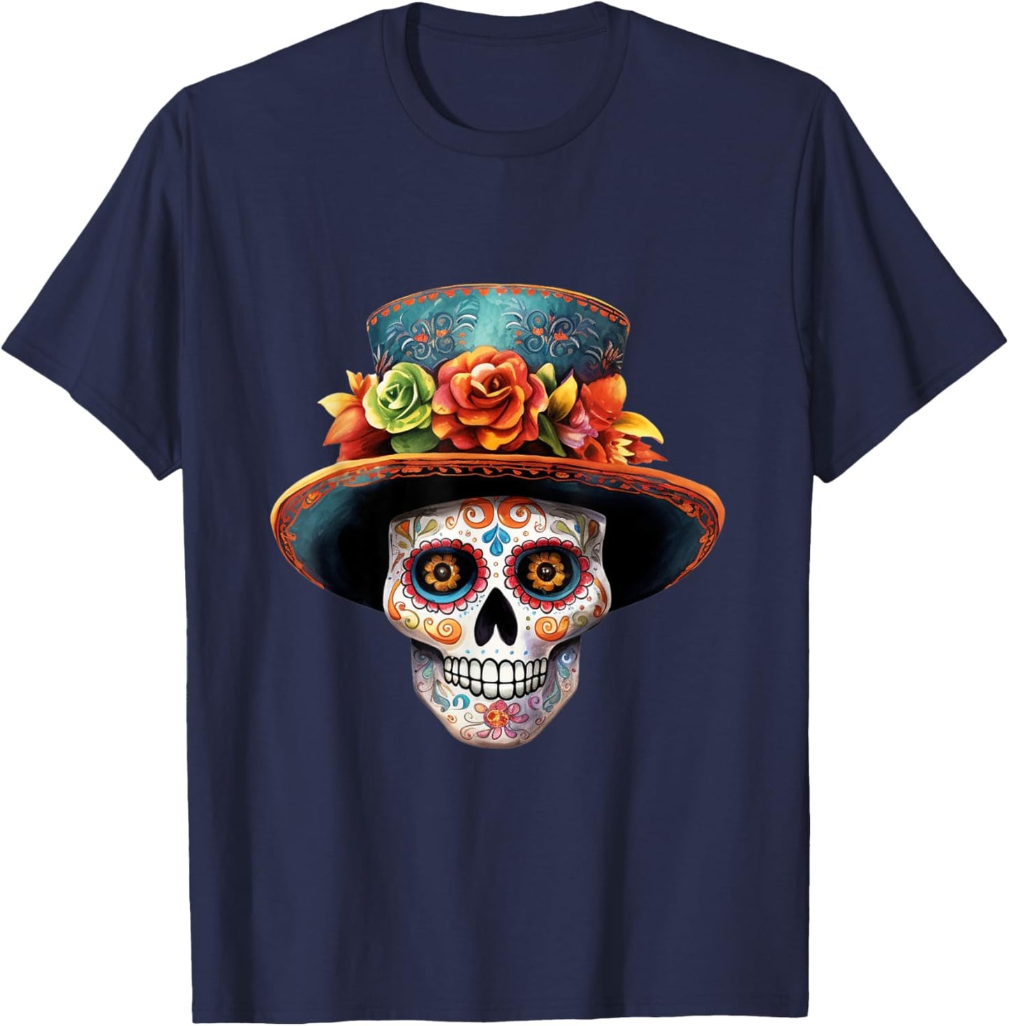 El Jefe Sugar Skull Men Dia De Los Muertos El Jefe T-Shirt - T-Shirt | Navy