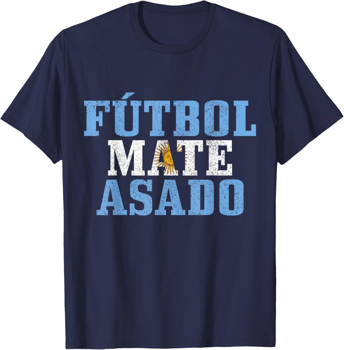 Futbol Mate Asado Argentina Argentinian Flag Pride Vintage T-Shirt - T-Shirt | Navy
