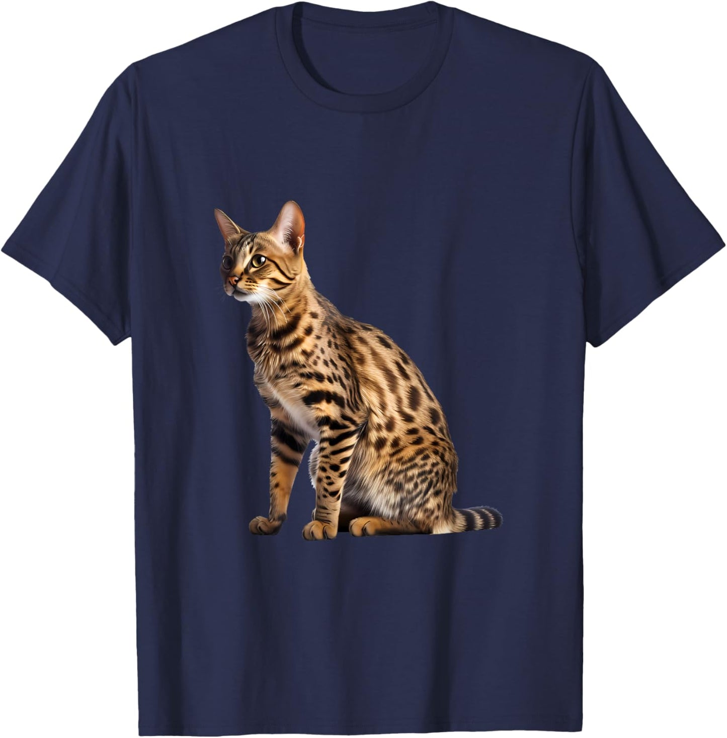 Savannah Cat Portrait Women Girls Kids T-Shirt - T-Shirt | Navy