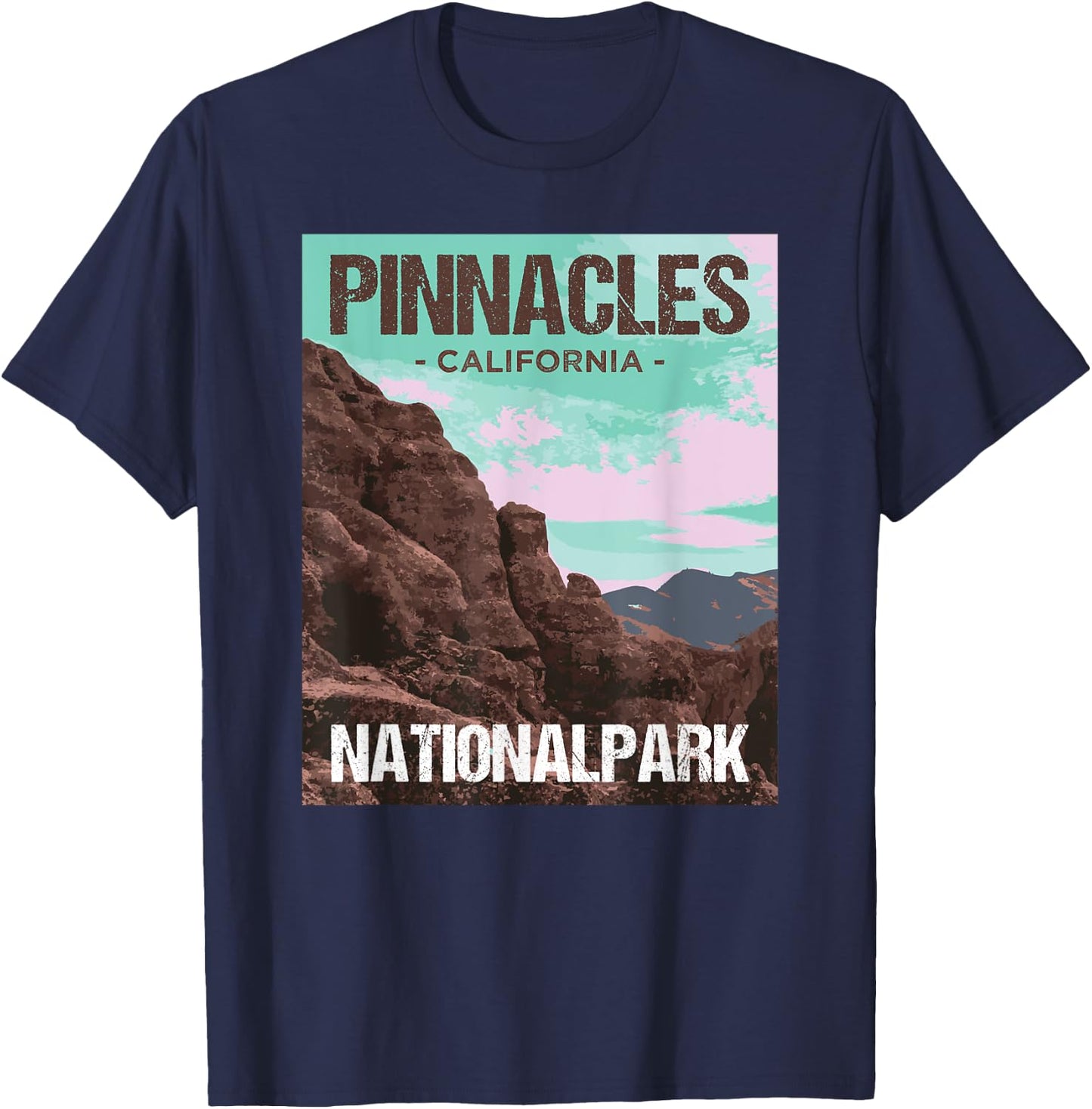 Pinnacles National Park California Poster Design T-Shirt - T-Shirt | Navy