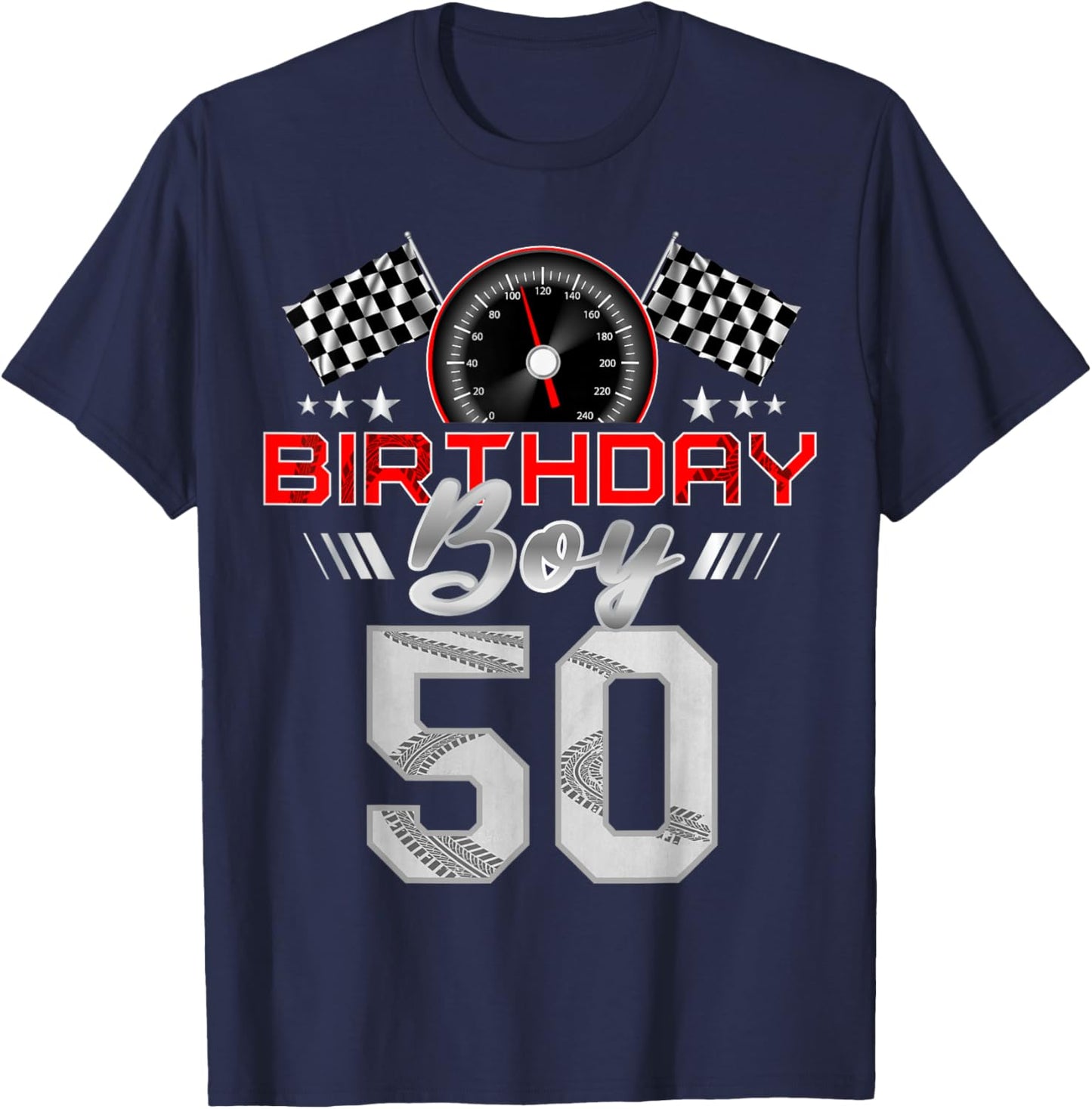 Racing Car 50th Birthday Boy Race Car 50 Year Old B-Day T-Shirt - T-Shirt | Navy