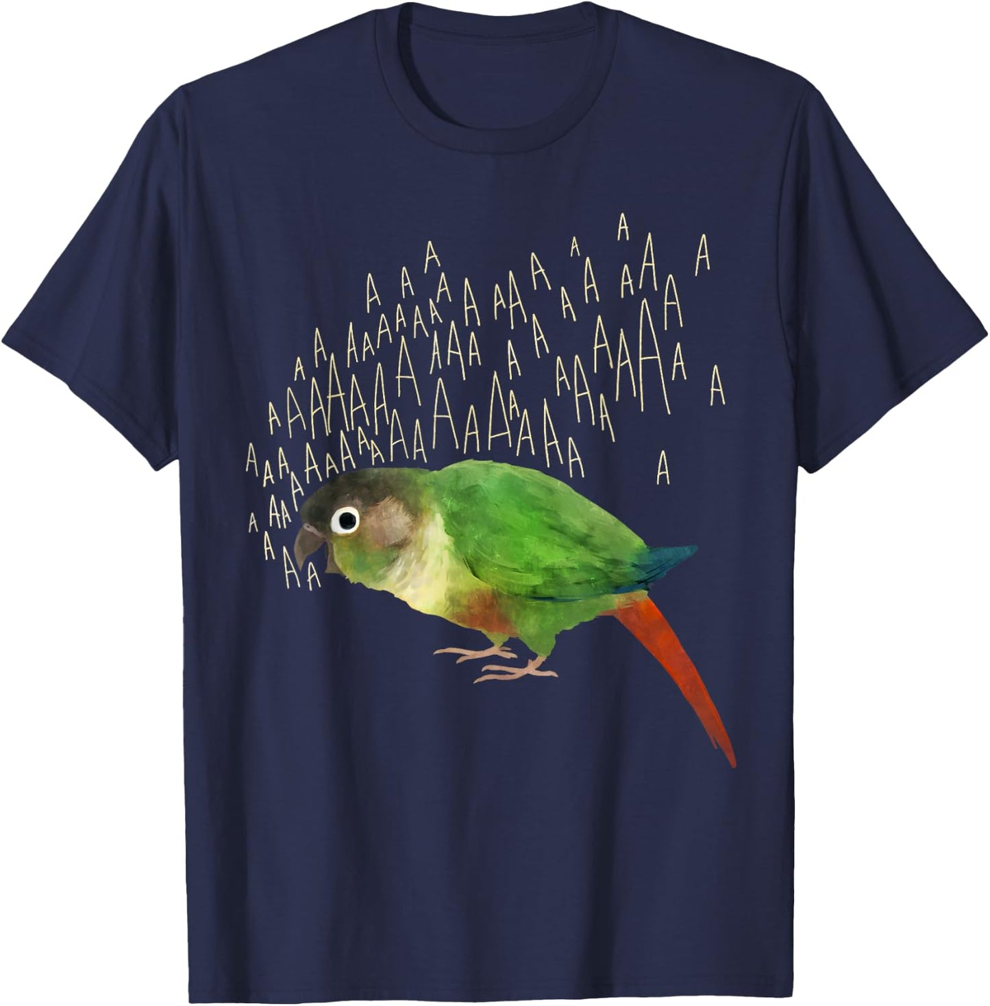 Screaming Green Cheek Conure T-Shirt - T-Shirt | Navy