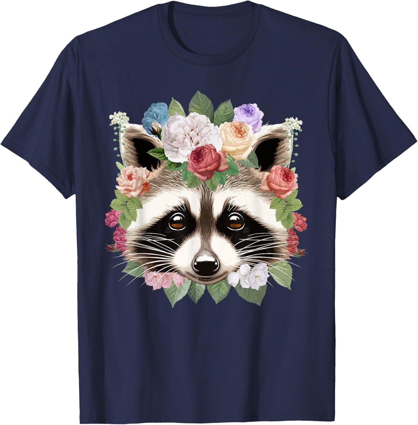 Cute Raccoon Art Girls Kids Racoon Lover Raccoon T-Shirt - T-Shirt | Navy