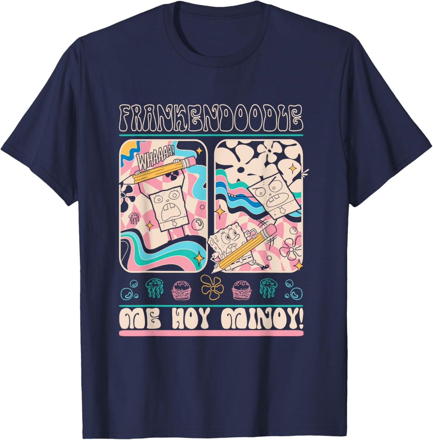 SpongeBob SquarePants Frankendoodle Me Hoy Minoy! Retro T-Shirt - T-Shirt | Navy