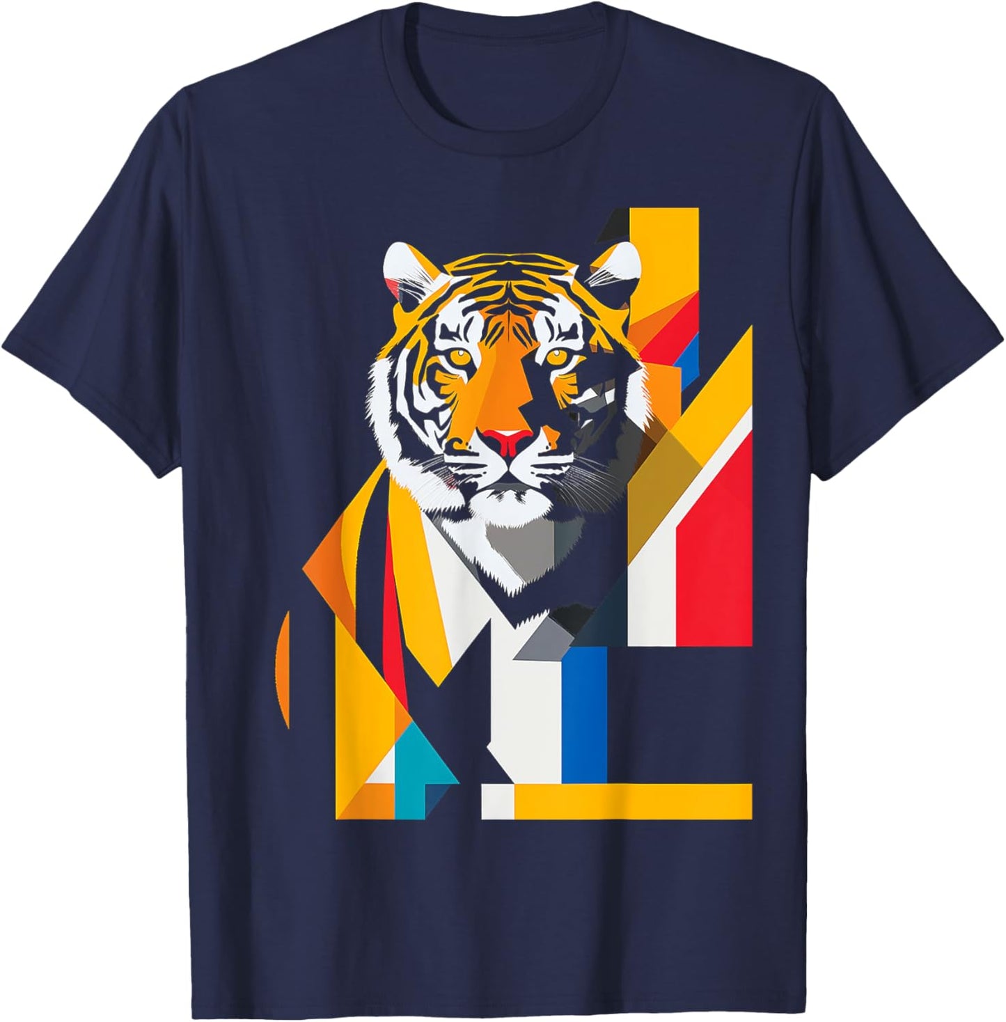 Tiger Abstract Colorful Animal Art Geometric Graphic Tiger T-Shirt - T-Shirt | Navy