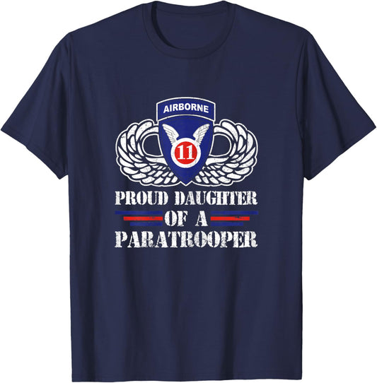 Proud Daughter Of 11th Airborne Division Veteran Paratrooper T-Shirt - T-Shirt | Navy