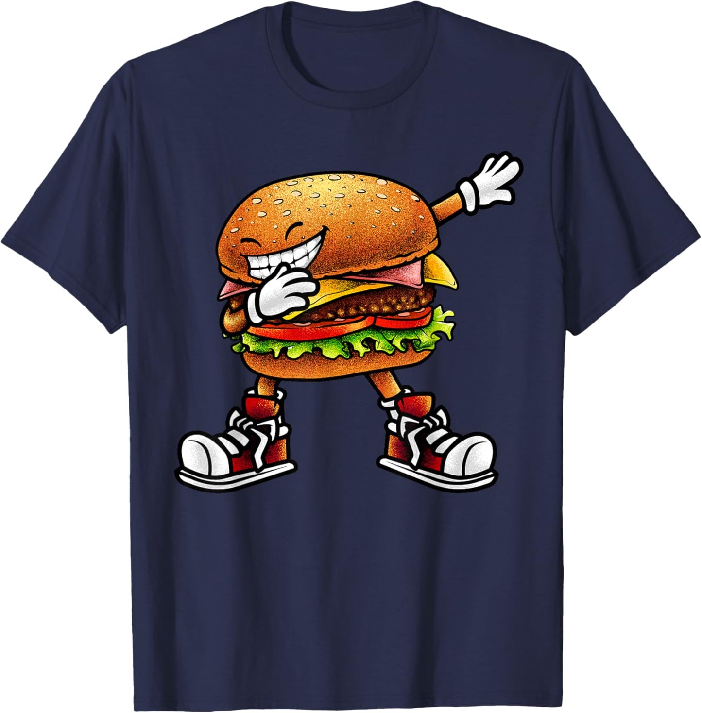 Funny Hamburger Women Kids Cheeseburger Fast Food T-Shirt - T-Shirt | Navy