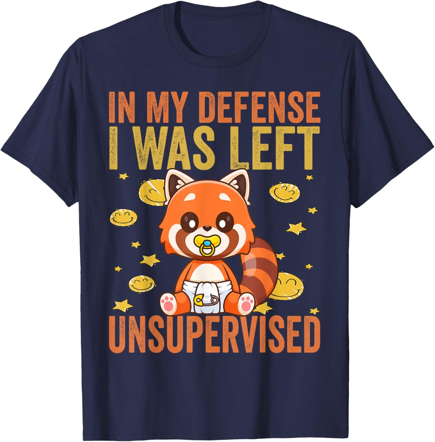 In My Defense I Was Left Unsupervised - Funny Kids toddlers T-Shirt - T-Shirt | Navy