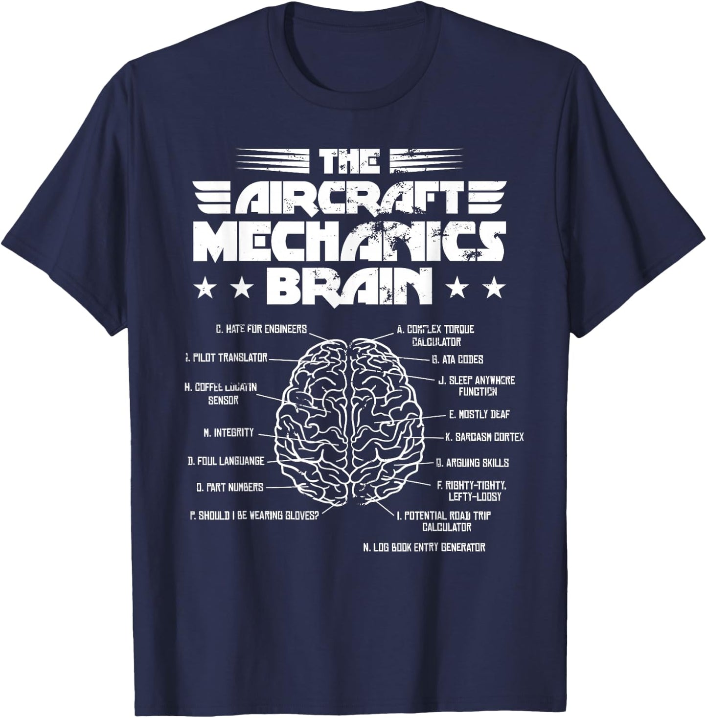 Aircraft Mechanics Brain Aviation Gift T-Shirt - T-Shirt | Navy