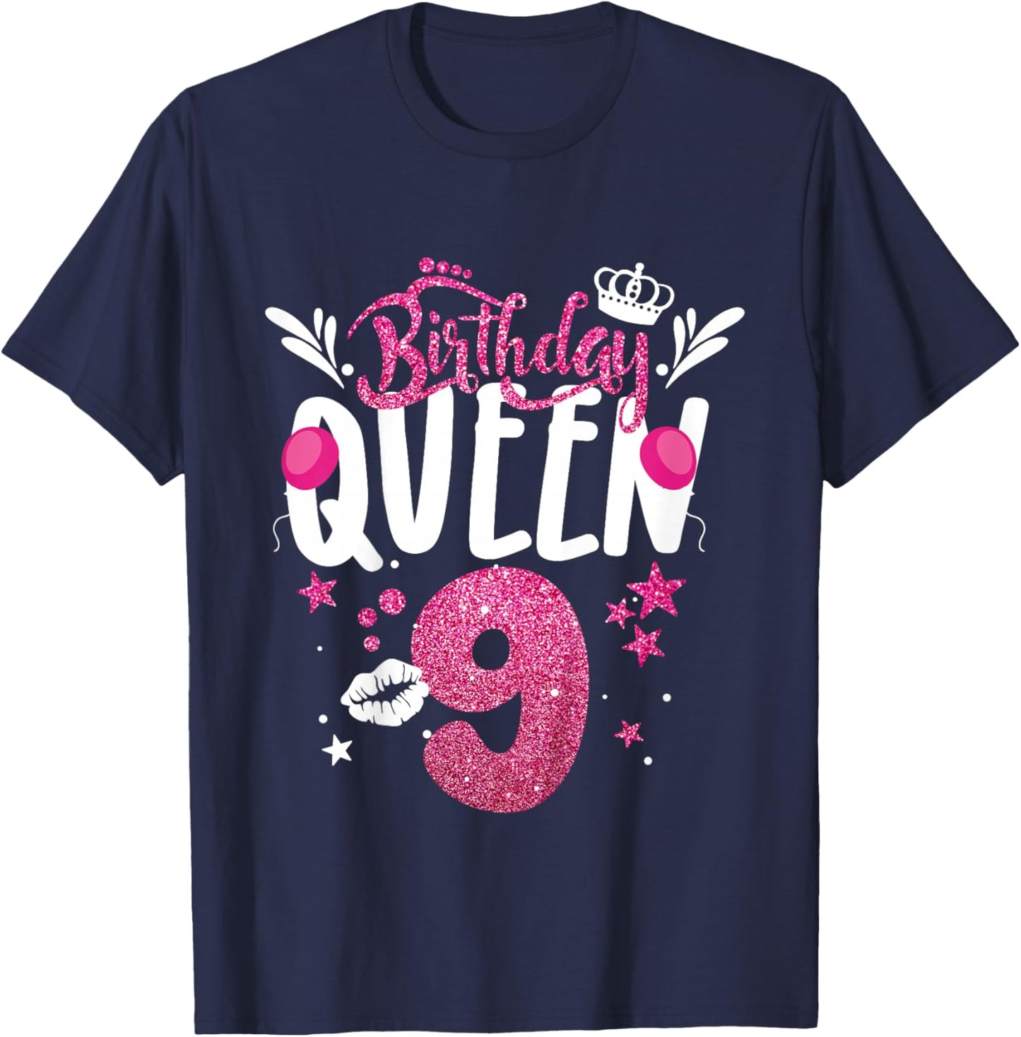 Birthday Queen 9 Year Old 9th Birthday It's My 9th Bday T-Shirt - T-Shirt | Navy