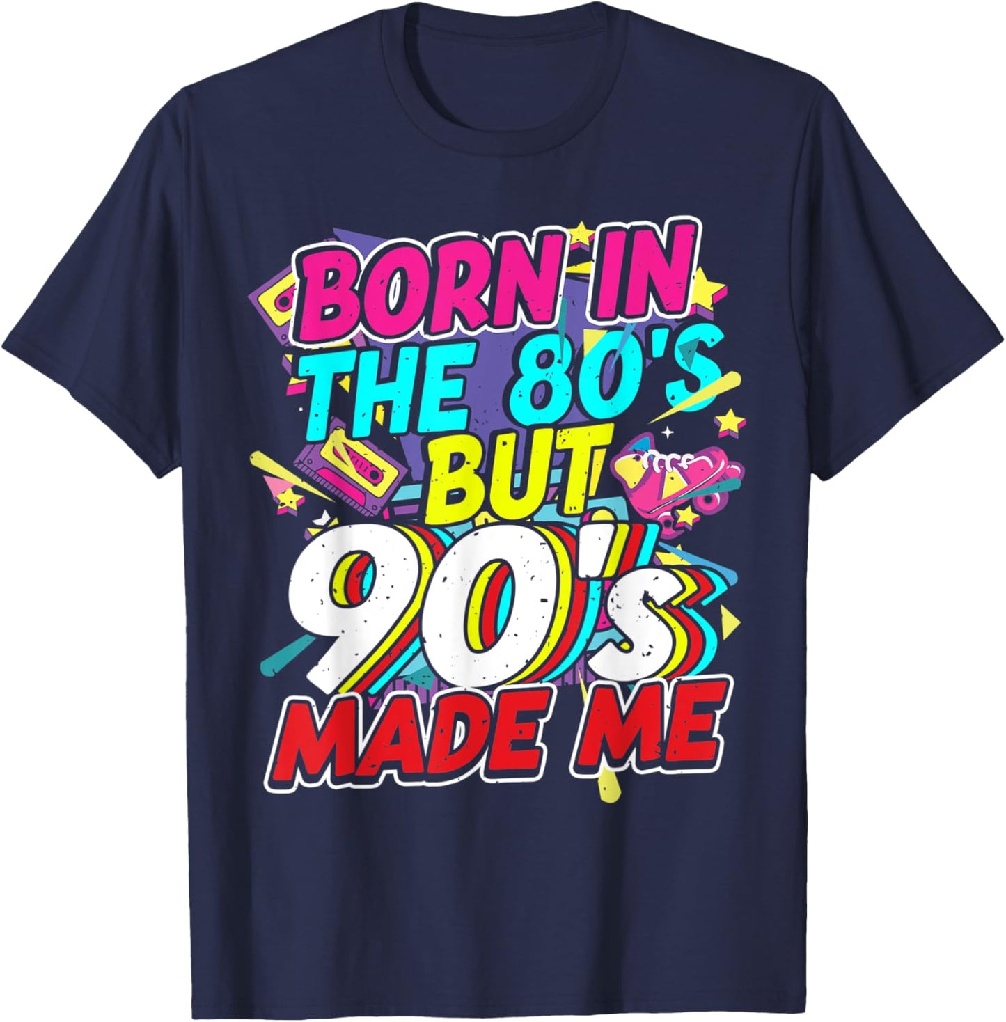 80er 90er Jahre Outfit Party Mottoparty Kostüm Damen Herren T-Shirt - T-Shirt | Navy