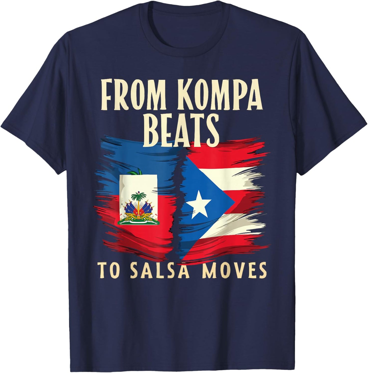 Half Haitian Half Puerto Rican Puerto Rico Flag Haiti T-Shirt - T-Shirt | Navy
