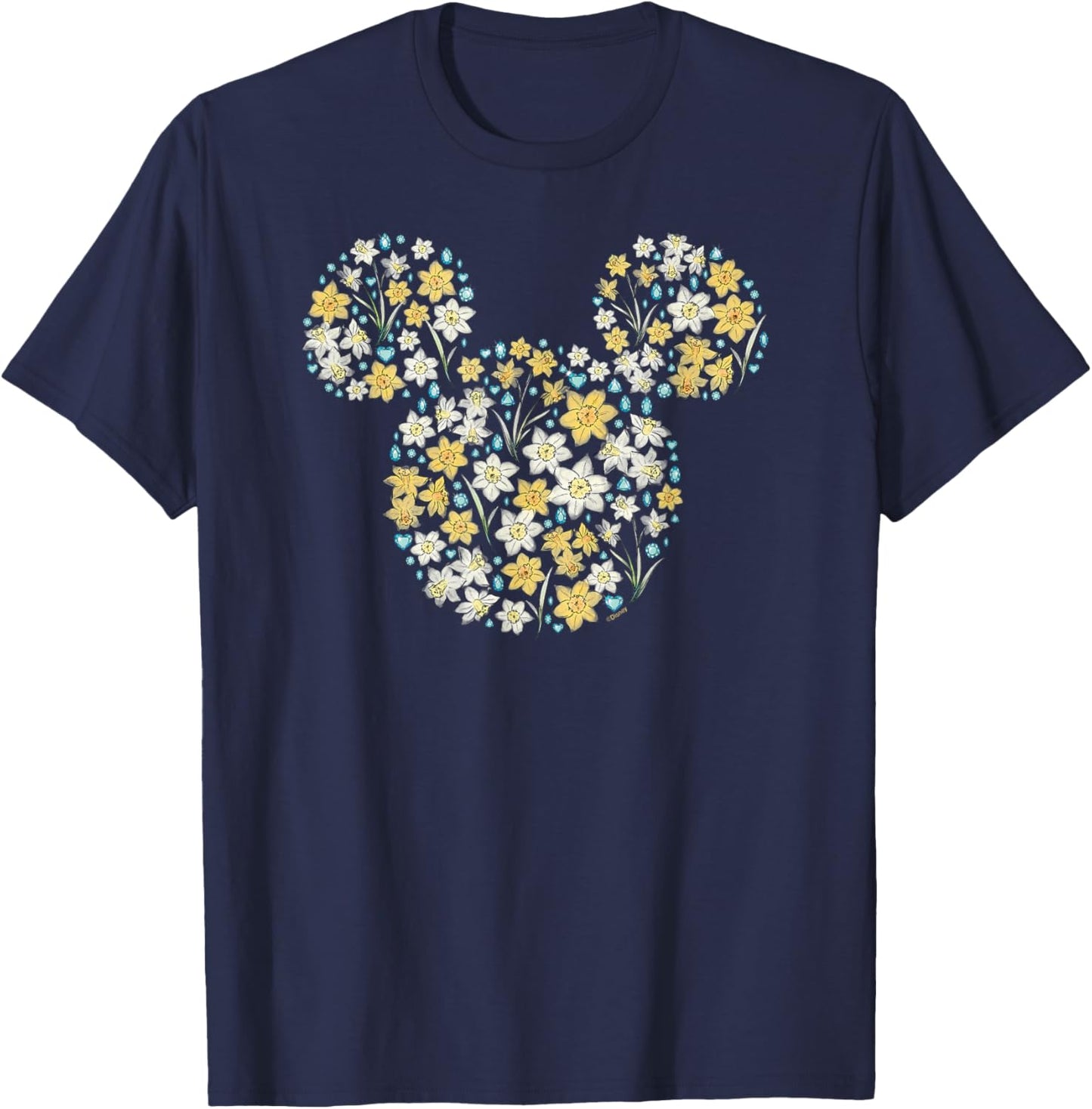 Disney Mickey Mouse March Birth Month Birthstone & Flowers T-Shirt - T-Shirt | Navy