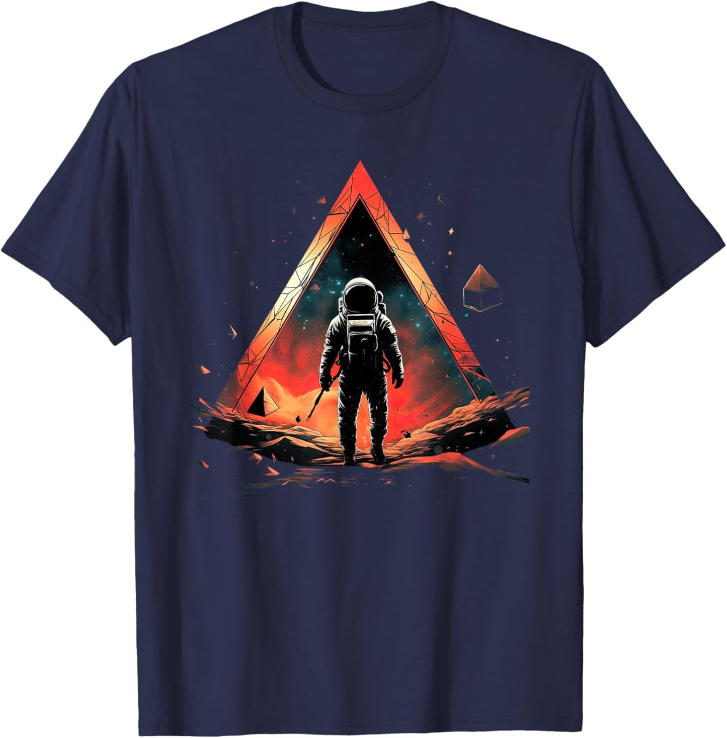 Funny Astronaut With Planets In Solar System Spaceman T-Shirt - T-Shirt | Navy