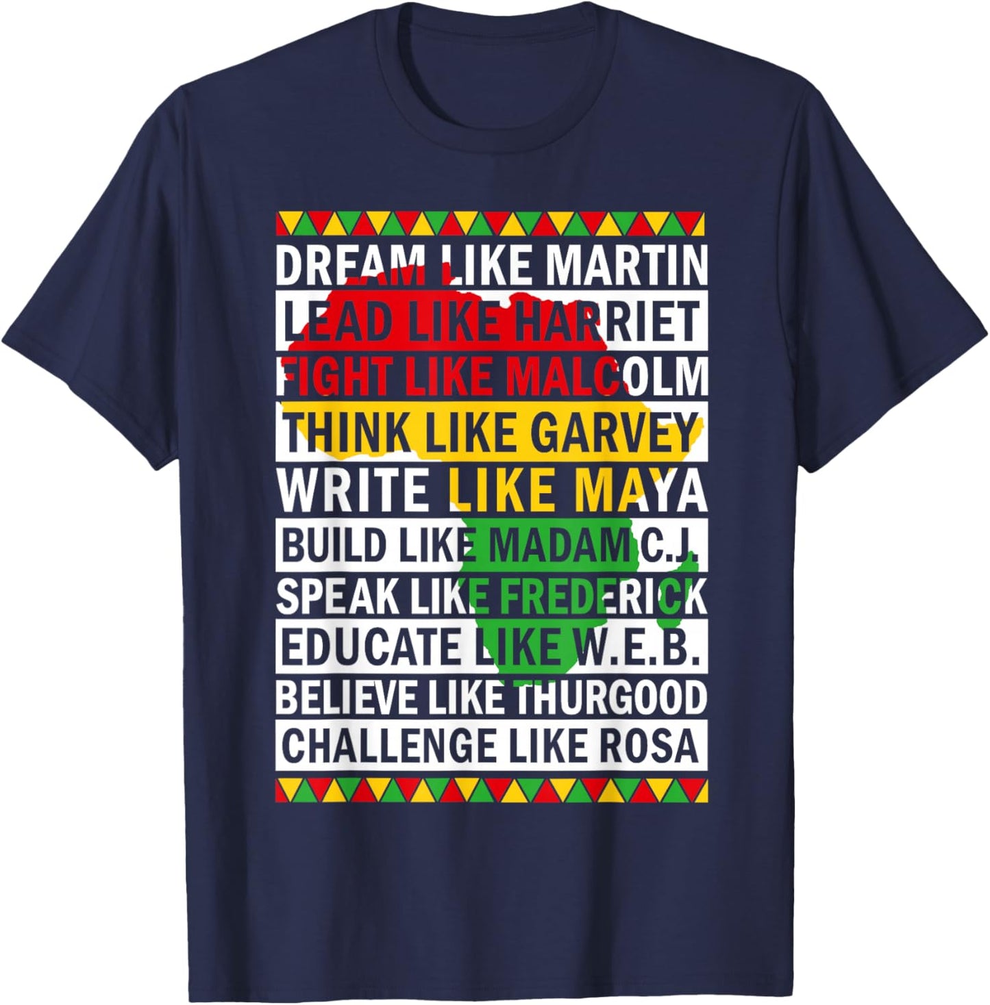 Black History Month dream Like African leader Men Women T-Shirt - T-Shirt | Navy