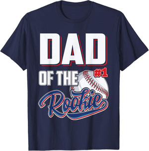 Dad of Rookie 1 Years old Team 1st Birthday Baseball T-Shirt - T-Shirt | Navy