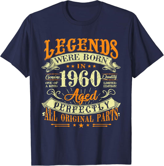 65th Birthday Vintage Legends Born In 1960 65 Years Old T-Shirt - T-Shirt | Navy