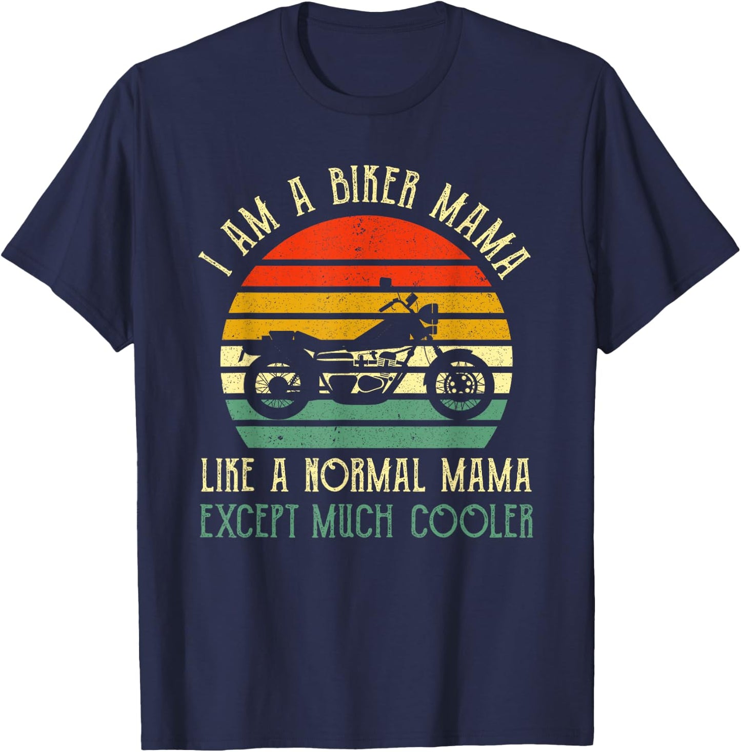 Motorcycle Biker Mama Rider Riding Motorbike Mothers Day T-Shirt - T-Shirt | Navy