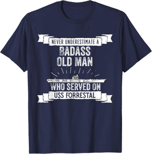 United States Military Aircraft Carrier Designs Never Underestimate USS Forrestal CV-59 Aircraft Carrier T-Shirt - T-Shirt | Navy