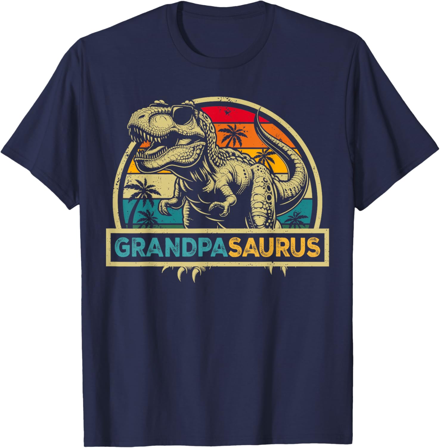 Grandpasaurus T Rex Dinosaur Grandpa Saurus Family Matching T-Shirt - T-Shirt | Navy