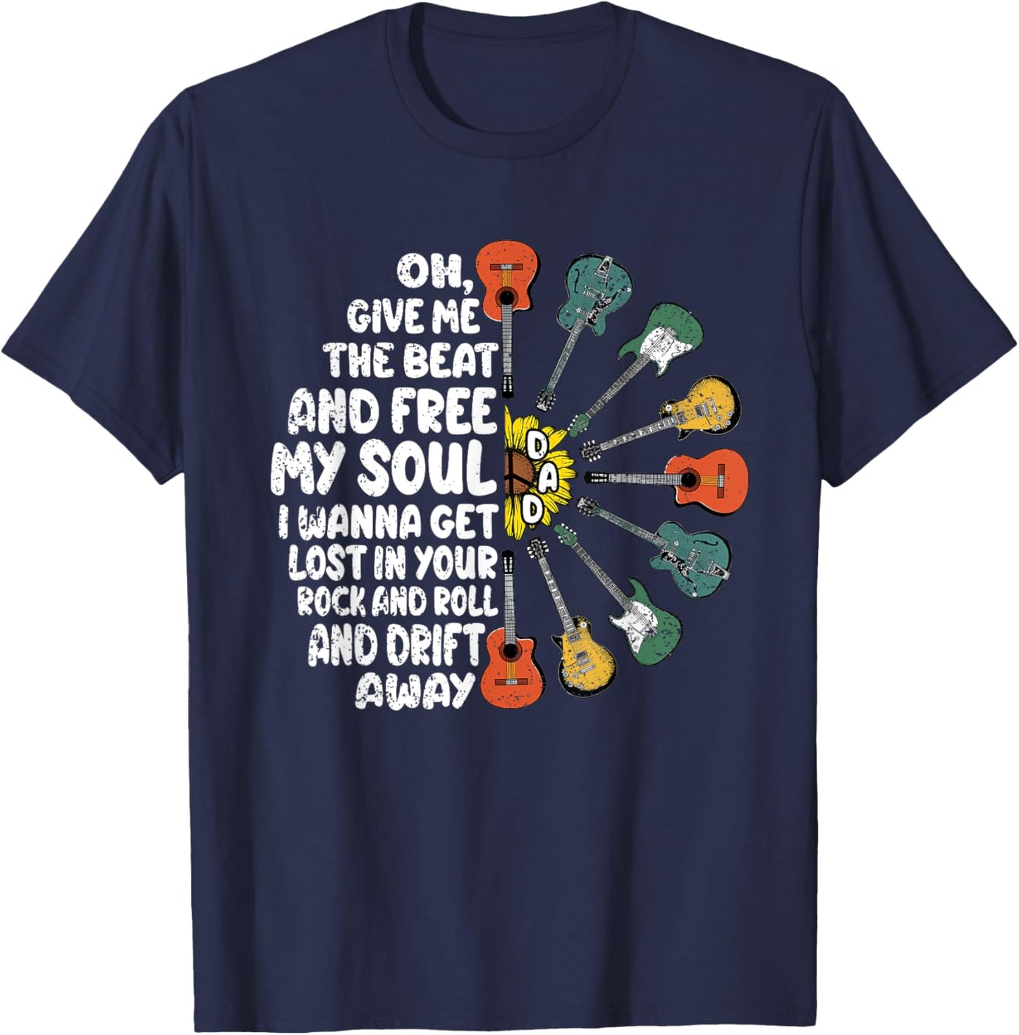Guitar Player Dad Fathers Day Guitarist Musician Papa Men T-Shirt - T-Shirt | Navy