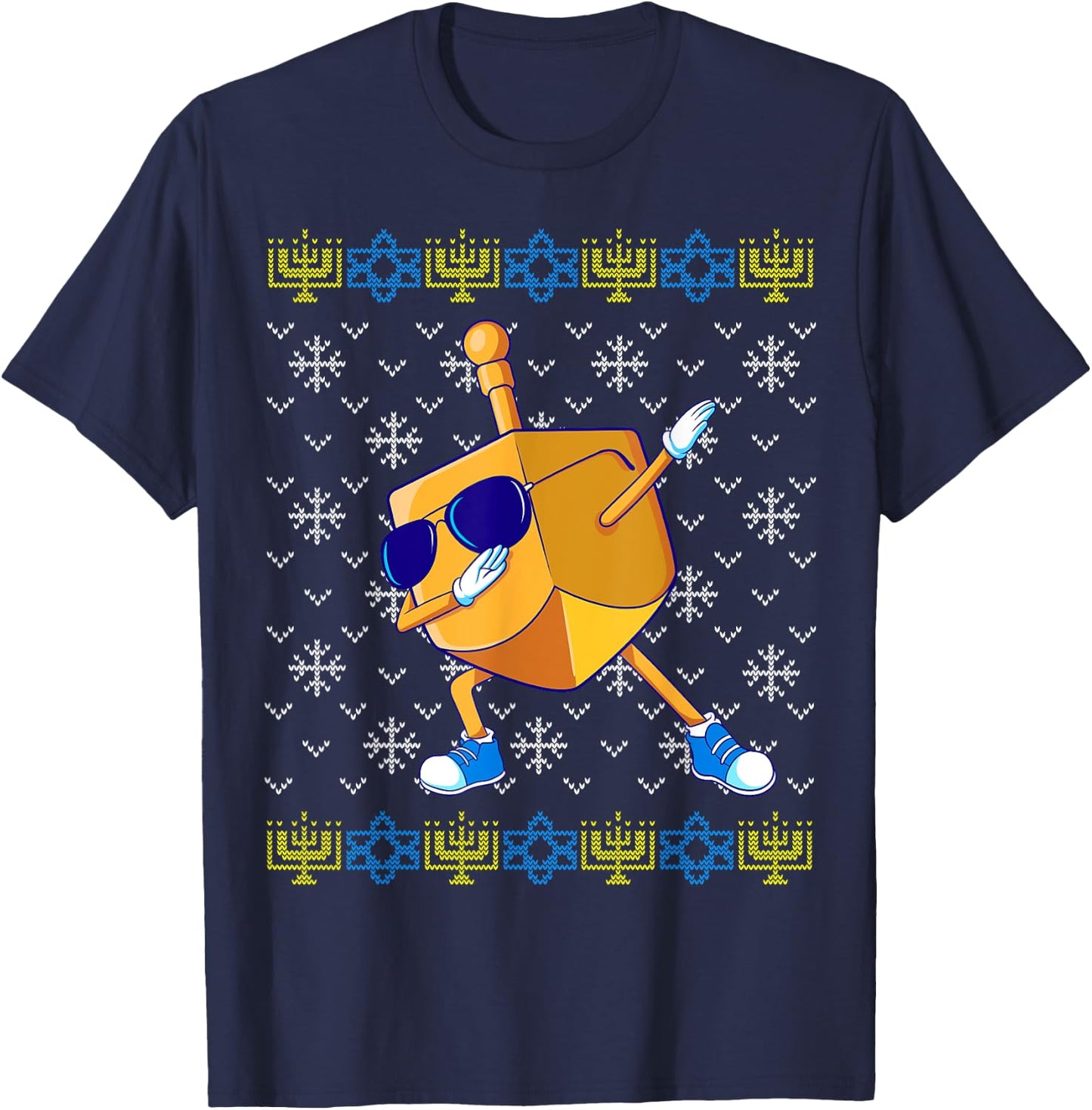 Dabbing Dreidel Ugly Hanukkah Sweater Xmas Chanukah Gift T-Shirt - T-Shirt | Navy