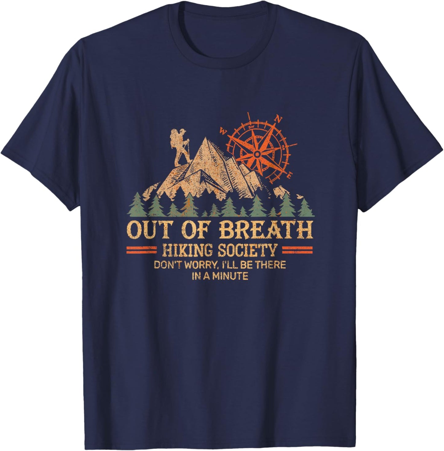 Out of Breath Hiking Society Women Hiker Nature Love T-Shirt - T-Shirt | Navy