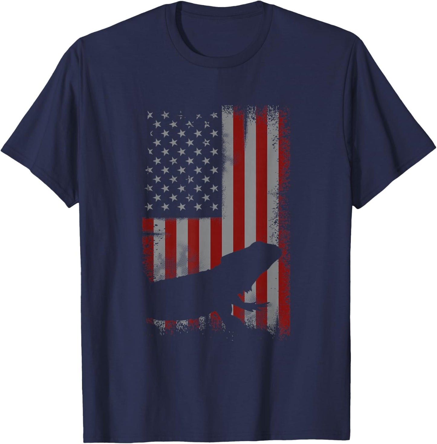 Retro American Flag Bearded Dragon Dad Lizard Lover Gift T-Shirt - T-Shirt | Navy